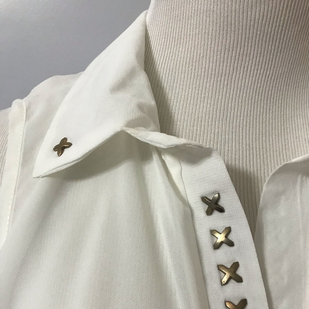 White tie top with cross embellishes NWOT